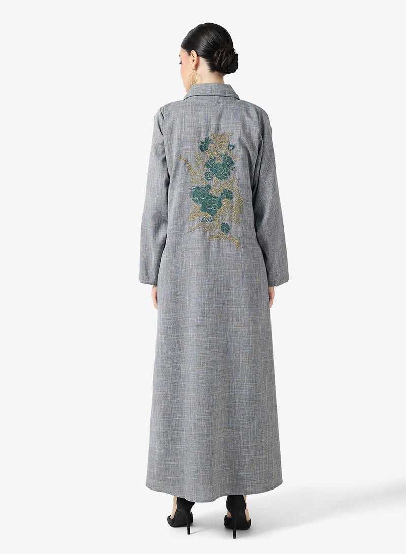 hayas closet Embroidered Abaya With Sheila - Image 3